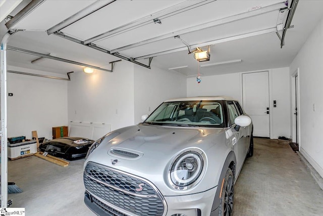 garage with a garage door opener