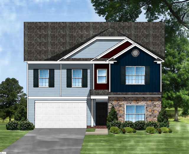 127 Hunter Ridge Dr Lot 75, Boiling Springs, SC 29316 - craftsman house with a front lawn, roof with shingles, driveway, and a garage
