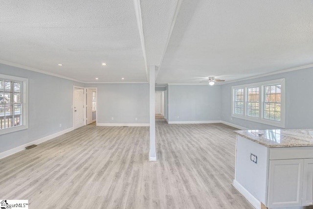 139 Randolph Ct, Woodruff, SC 29388 - unfurnished living room with light wood finished floors, baseboards, a wealth of natural light, and a ceiling fan