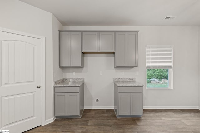 200 Clinkscales Rd Lot 37, Anderson, SC 29624 - kitchen featuring gray cabinets, dark wood finished floors, and baseboards