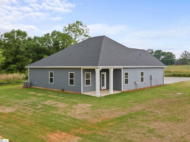 200 Clinkscales Rd Lot 37, Anderson, SC 29624 - back of house with cooling unit, a patio area, a shingled roof, and a lawn