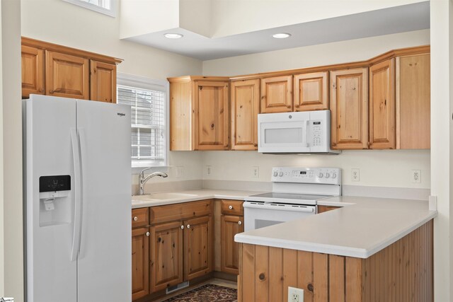 1230 Melton Rd Unit 101, West Union, SC 29696 - kitchen featuring light countertops, a sink, a peninsula, and white appliances