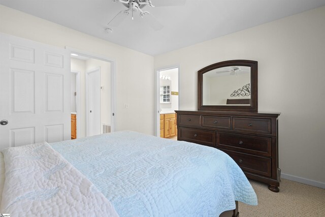 1230 Melton Rd Unit 101, West Union, SC 29696 - bedroom with a ceiling fan, light carpet, ensuite bath, baseboards, and visible vents