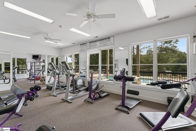 1230 Melton Rd Unit 101, West Union, SC 29696 - exercise room with baseboards, visible vents, and a ceiling fan