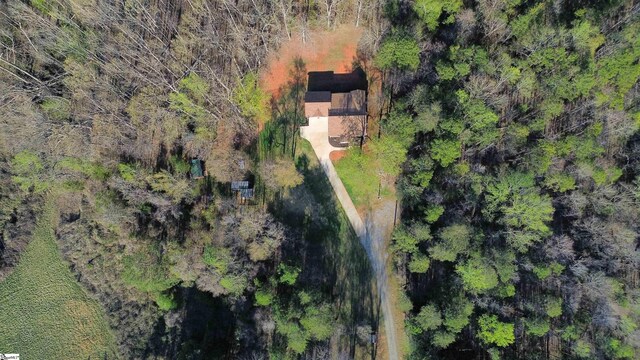 drone / aerial view with a forest view