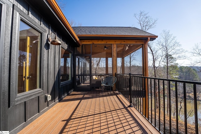 deck with a sunroom