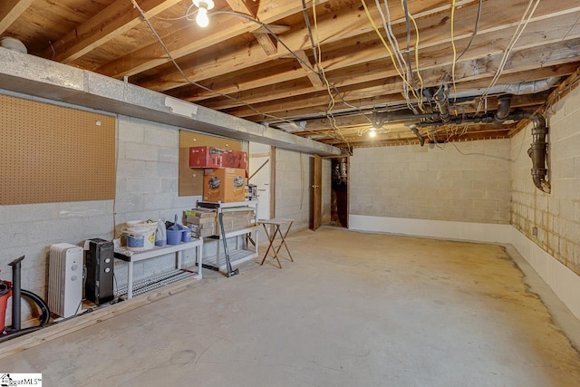 view of unfinished basement