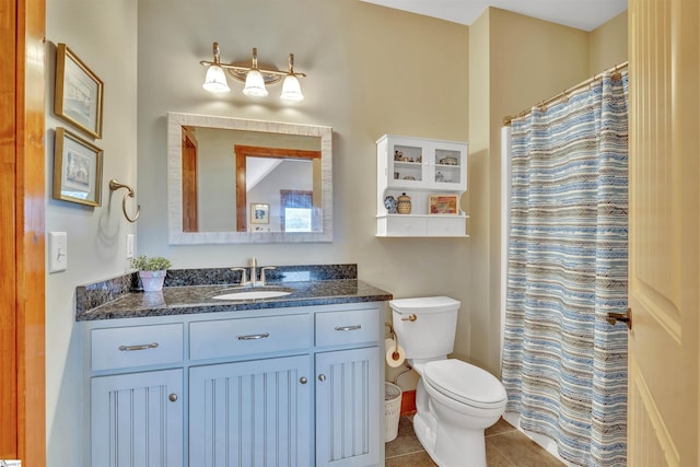 511 Palmer Way, Sunset, SC 29685 - full bath with a shower with curtain, tile patterned floors, vanity, and toilet