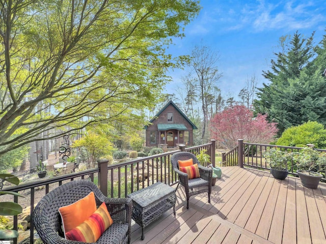 511 Palmer Way, Sunset, SC 29685 - wooden terrace with an outdoor structure