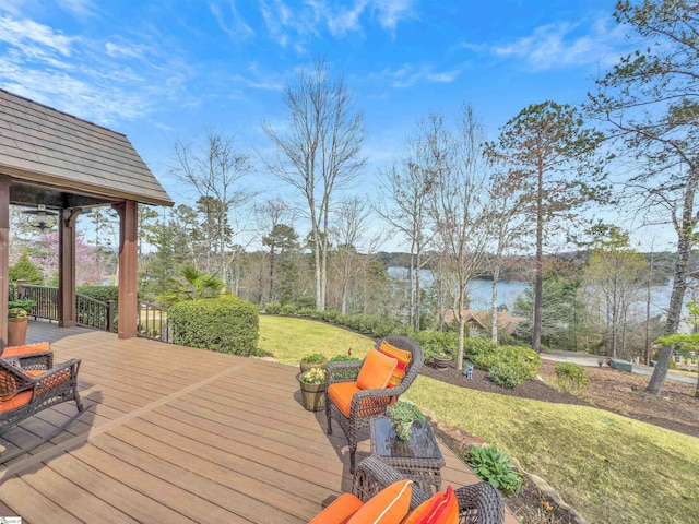 511 Palmer Way, Sunset, SC 29685 - deck with a lawn and a water view