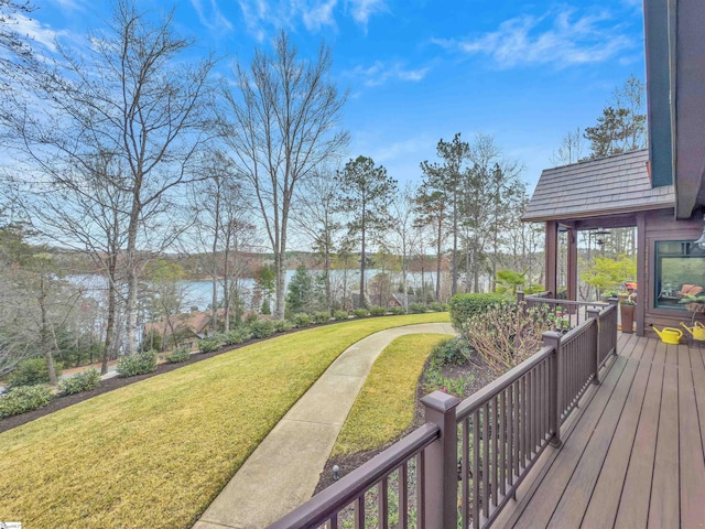 511 Palmer Way, Sunset, SC 29685 - deck featuring a lawn and a water view