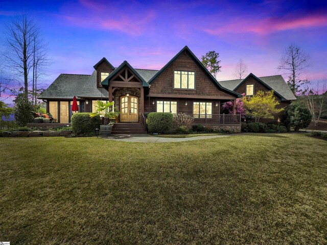 511 Palmer Way, Sunset, SC 29685 - view of front facade with a front lawn and french doors