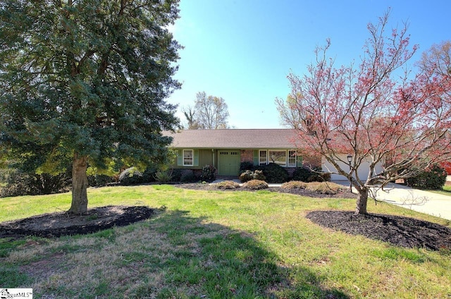 411 Westcliffe Way, Greenville, SC 29611 - single story home with a front lawn, a garage, brick siding, and concrete driveway