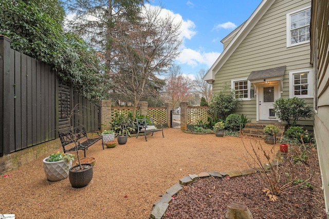 view of yard featuring a fenced backyard