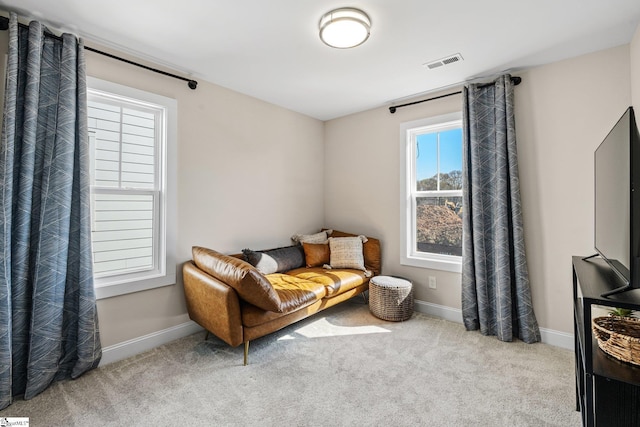130 Park Ave, Greer, SC 29651 - living area featuring baseboards, visible vents, and carpet