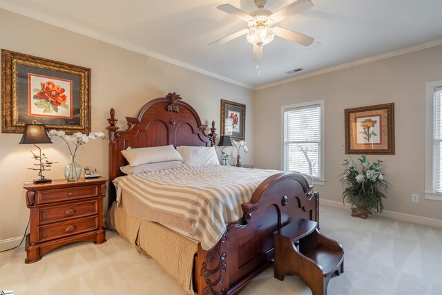 6 Bentford Ct, Simpsonville, SC 29681 - bedroom featuring light colored carpet, visible vents, crown molding, and baseboards