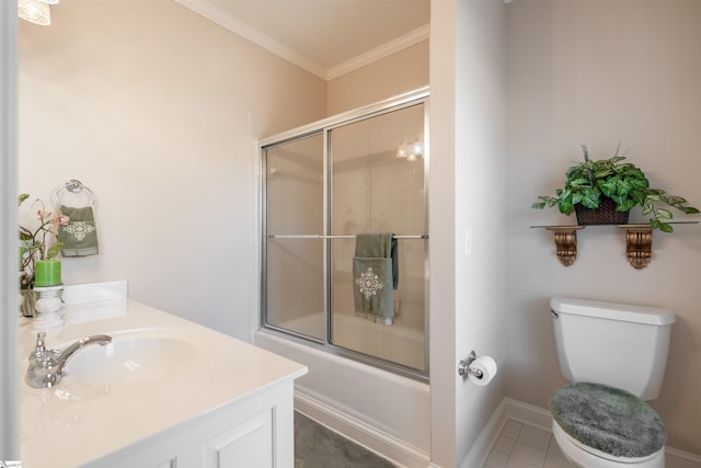 6 Bentford Ct, Simpsonville, SC 29681 - full bath with vanity, combined bath / shower with glass door, toilet, and crown molding