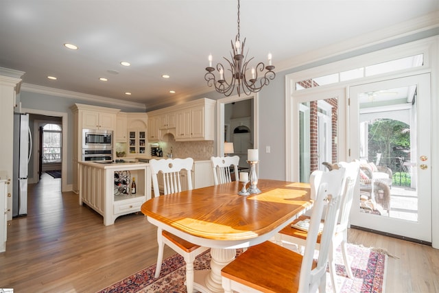 6 Bentford Ct, Simpsonville, SC 29681 - dining space with recessed lighting, ornamental molding, light wood-style floors, and a wealth of natural light
