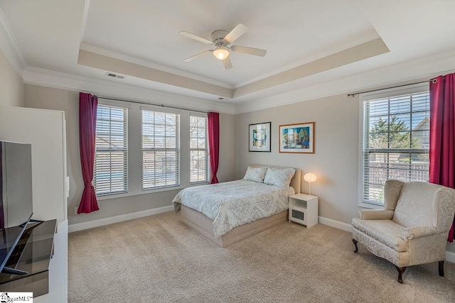 105 Cooper Oaks Ct, Simpsonville, SC 29681 - carpeted bedroom featuring a tray ceiling, multiple windows, and visible vents