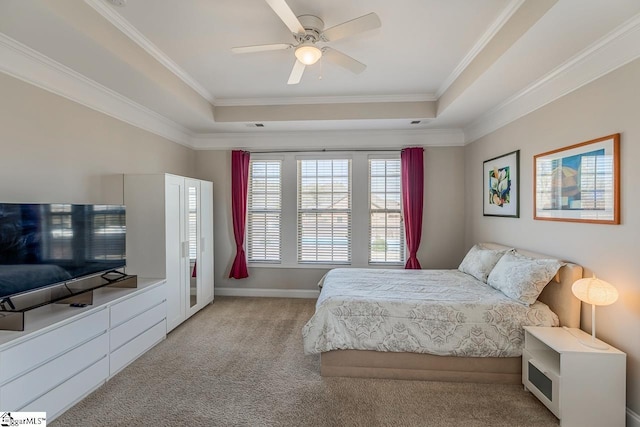 105 Cooper Oaks Ct, Simpsonville, SC 29681 - bedroom with light colored carpet, baseboards, ornamental molding, and a raised ceiling