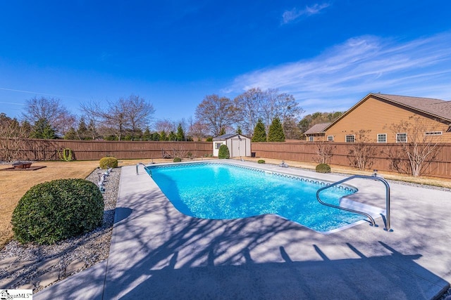 105 Cooper Oaks Ct, Simpsonville, SC 29681 - view of pool with a storage shed, a patio, a fenced in pool, a fenced backyard, and an outbuilding