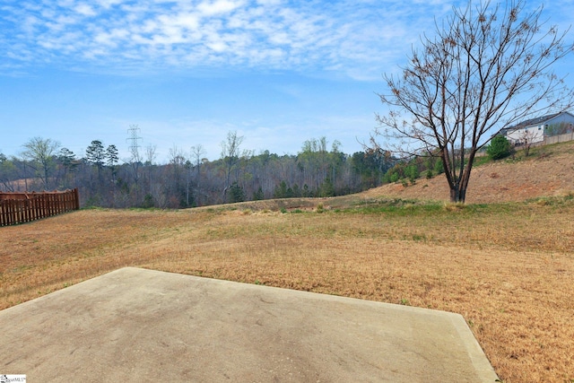 view of yard with fence and a patio area