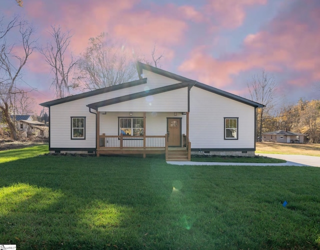 225 Cedar St, Woodruff, SC 29388 - view of front of house with a porch, a front yard, and crawl space