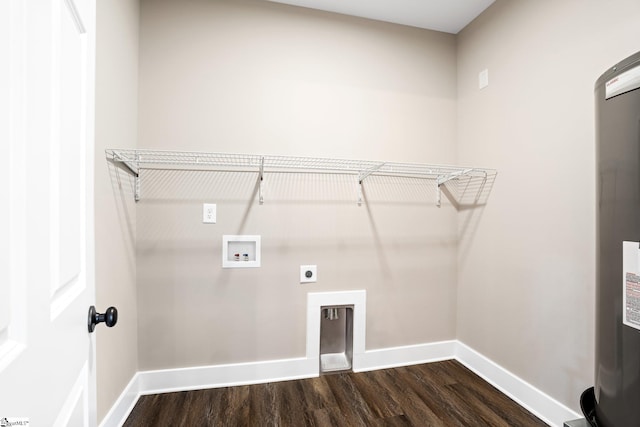 225 Cedar St, Woodruff, SC 29388 - washroom featuring washer hookup, baseboards, laundry area, dark wood-type flooring, and hookup for an electric dryer