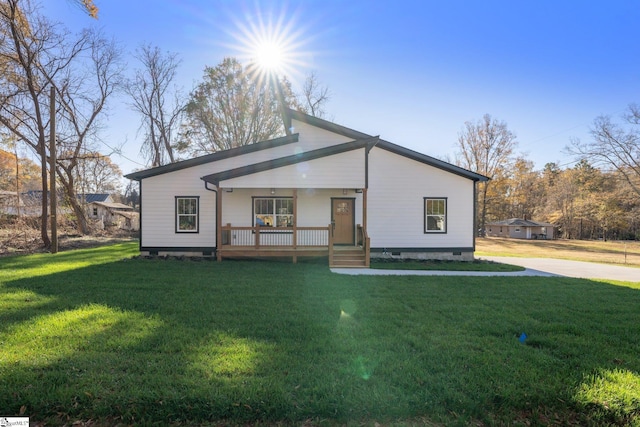 225 Cedar St, Woodruff, SC 29388 - view of front facade featuring covered porch, a front yard, and crawl space