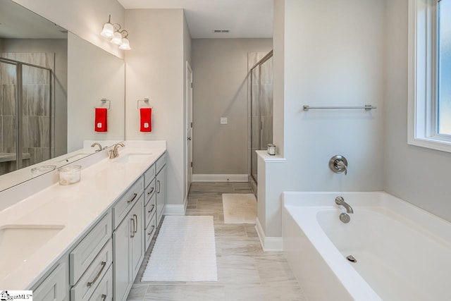 7 Ridgebury Pl, Greenville, SC 29607 - full bathroom featuring a sink, a bath, and a shower stall