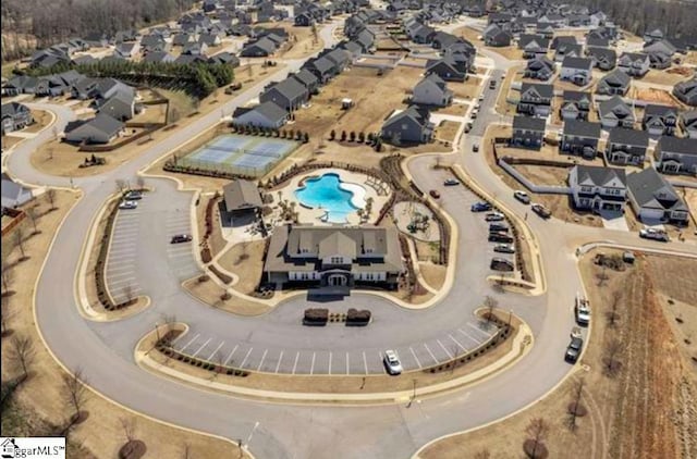 bird's eye view with a residential view