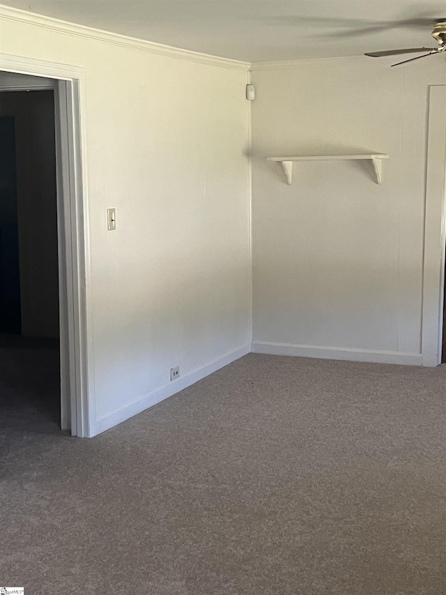 1273 Powerhouse Rd, Ware Shoals, SC 29692 - carpeted spare room with ceiling fan and crown molding