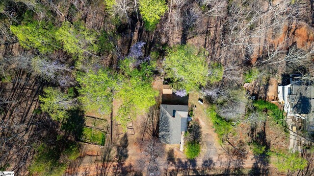bird's eye view with a view of trees