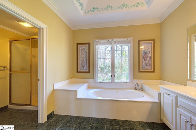 206 Chelsea Ln, Greer, SC 29650 - full bath with a stall shower, ornamental molding, and vanity