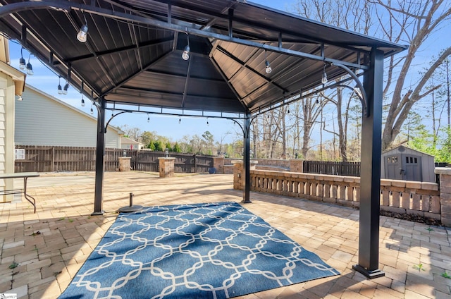 202 Redmont Ct, Simpsonville, SC 29680 - view of patio / terrace with a shed, an outbuilding, fence, and a gazebo