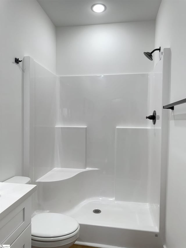 732 Corn Mill Rd, Cowpens, SC 29330 - bathroom featuring toilet, a shower, vanity, and recessed lighting