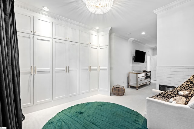 3 Bailey Knoll Ct, Simpsonville, SC 29681 - carpeted bedroom featuring baseboards, ornamental molding, a chandelier, and recessed lighting