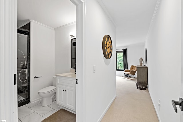 3 Bailey Knoll Ct, Simpsonville, SC 29681 - bathroom with ornamental molding, toilet, and a shower stall