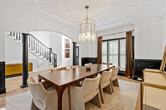 3 Bailey Knoll Ct, Simpsonville, SC 29681 - dining space with light wood-style floors, stairway, and a chandelier