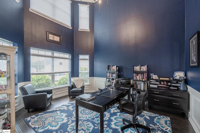 313 Rosendale Way, Simpsonville, SC 29681 - office with a high ceiling, wainscoting, and wood finished floors