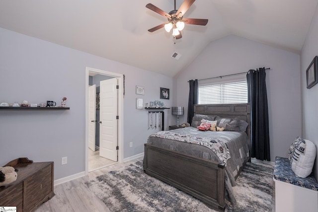 313 Rosendale Way, Simpsonville, SC 29681 - bedroom featuring wood finished floors, baseboards, a ceiling fan, and vaulted ceiling