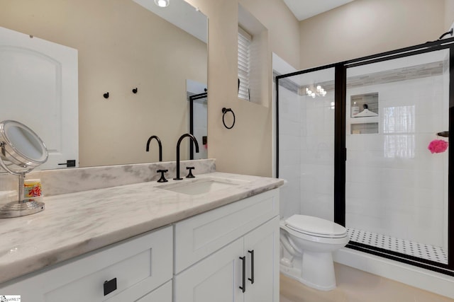 9 Graywood Ct, Simpsonville, SC 29680 - bathroom with vanity, toilet, and a shower stall
