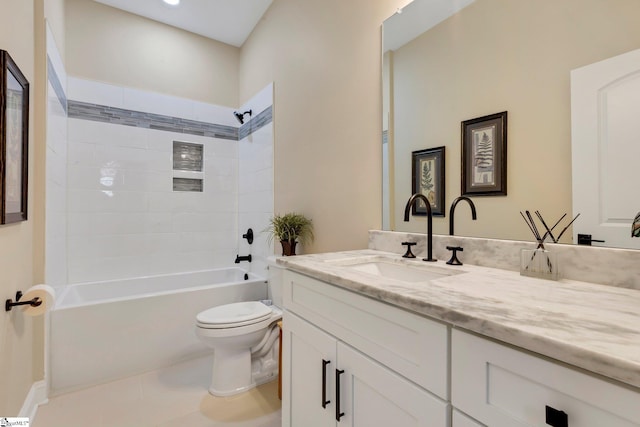 9 Graywood Ct, Simpsonville, SC 29680 - full bathroom featuring toilet, vanity, shower / bath combination, and tile patterned flooring