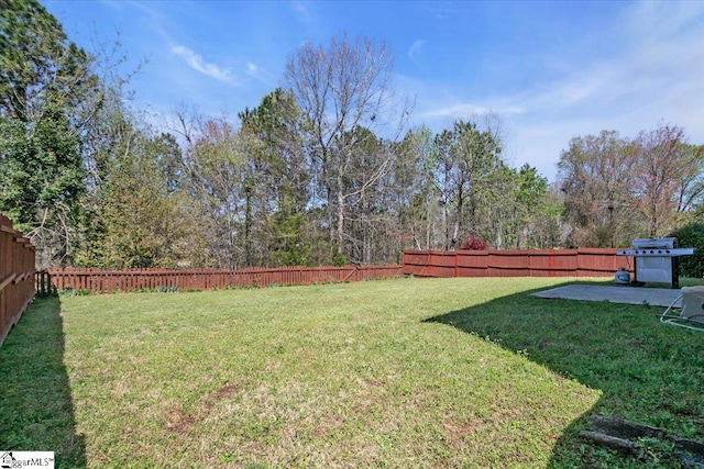 view of yard featuring a fenced backyard