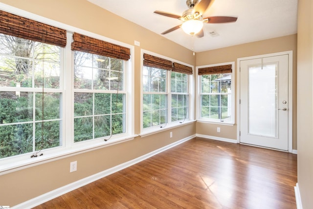 213 Lexington Place Way, Greenville, SC 29615 - unfurnished sunroom featuring baseboards, visible vents, and wood finished floors