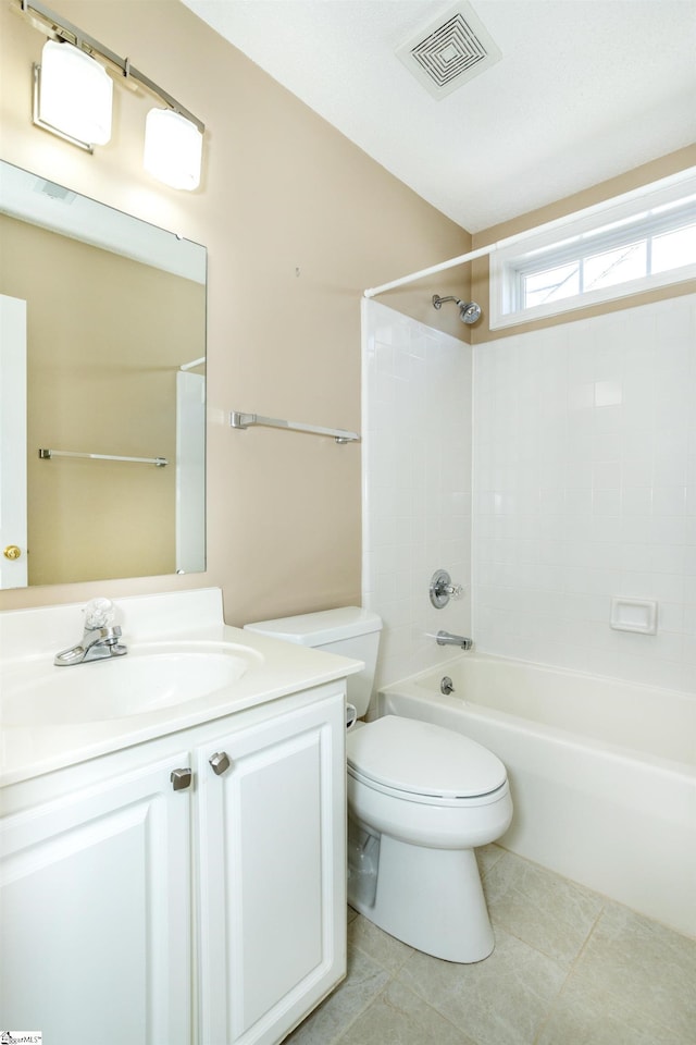 213 Lexington Place Way, Greenville, SC 29615 - full bath featuring visible vents, washtub / shower combination, toilet, vanity, and tile patterned flooring