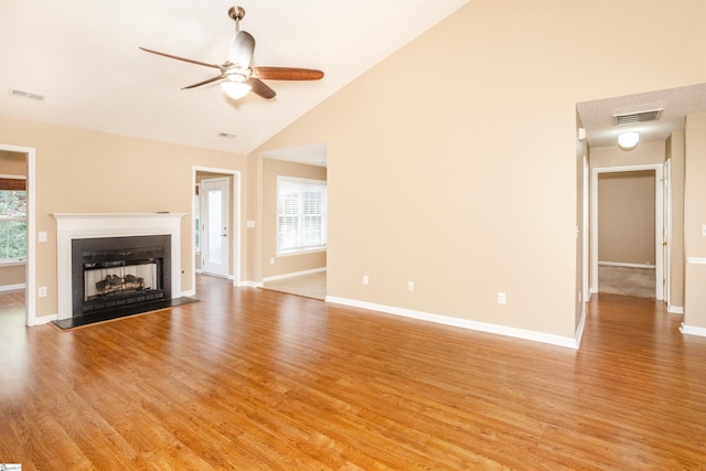 213 Lexington Place Way, Greenville, SC 29615 - unfurnished living room featuring a ceiling fan, baseboards, light wood-style floors, and visible vents