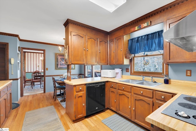 202 Mornington Ct, Simpsonville, SC 29681 - kitchen featuring black appliances, under cabinet range hood, a sink, and light countertops
