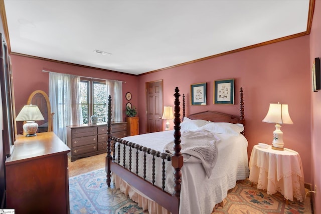 202 Mornington Ct, Simpsonville, SC 29681 - bedroom featuring light colored carpet, visible vents, and ornamental molding