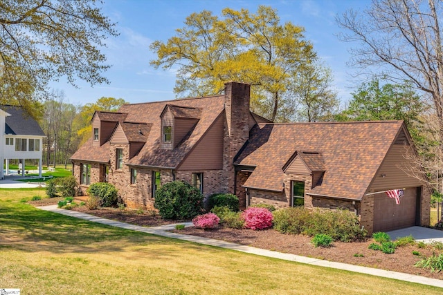202 Mornington Ct, Simpsonville, SC 29681 - view of front of property with brick siding, a garage, a front lawn, and roof with shingles